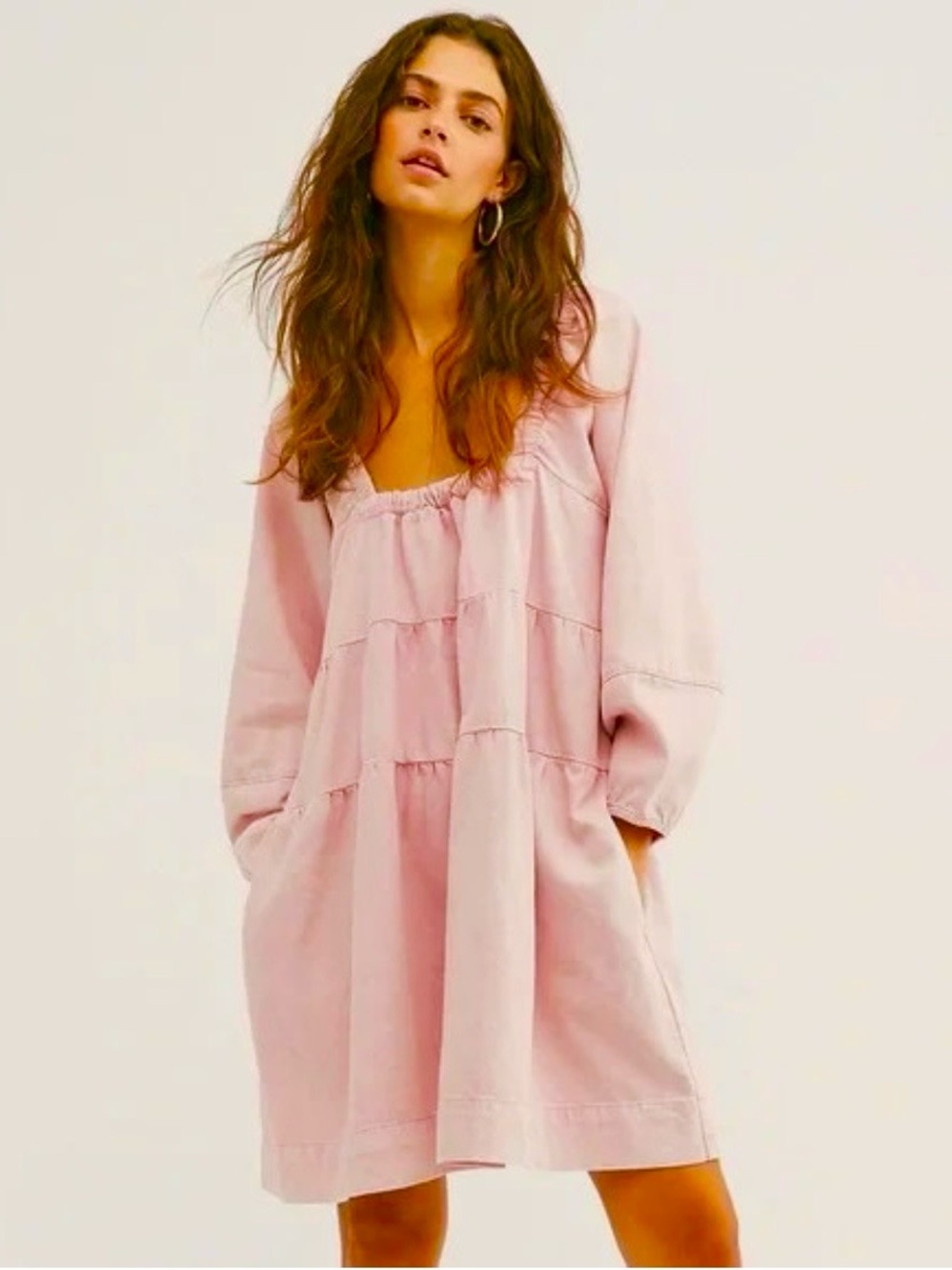 Free People + Lou Jean Pink Denim Dress Size S